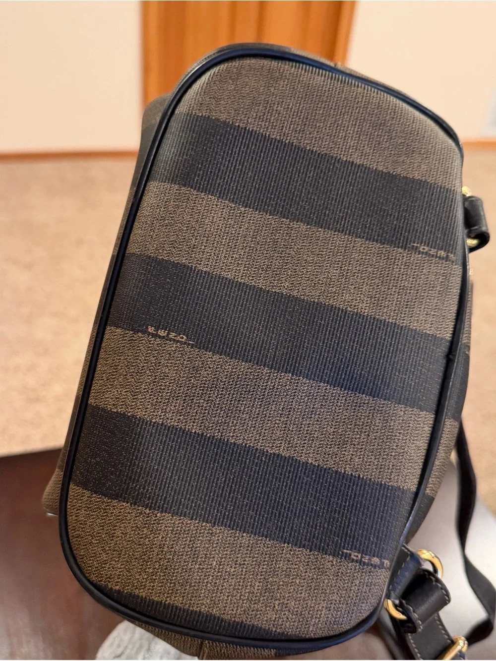 Vintage fendi Pequin Canvas Leather Backpack